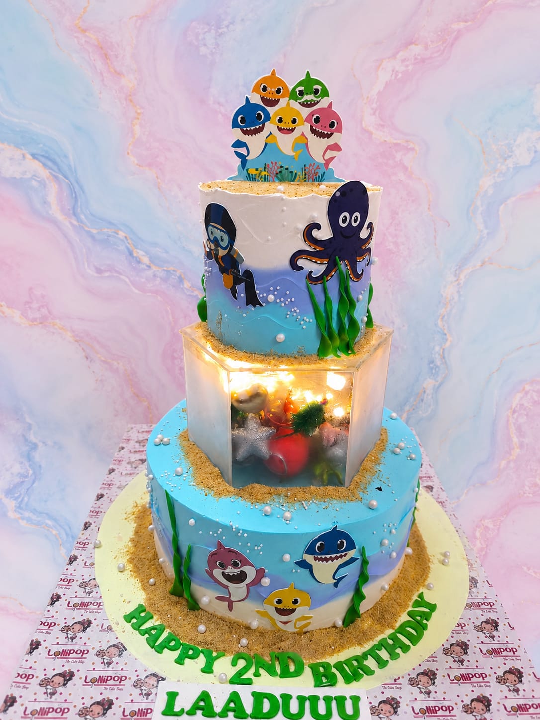 Baby Shark Underwater Floating Tier Birthday Cake